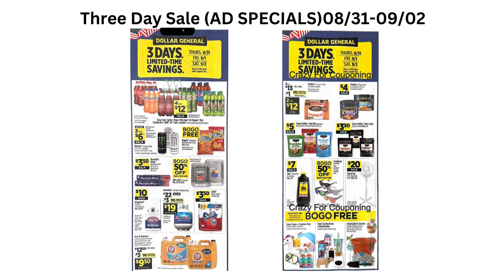 DOLLAR GENERAL  CLEARANCE EVENT; 09/01-09/04
