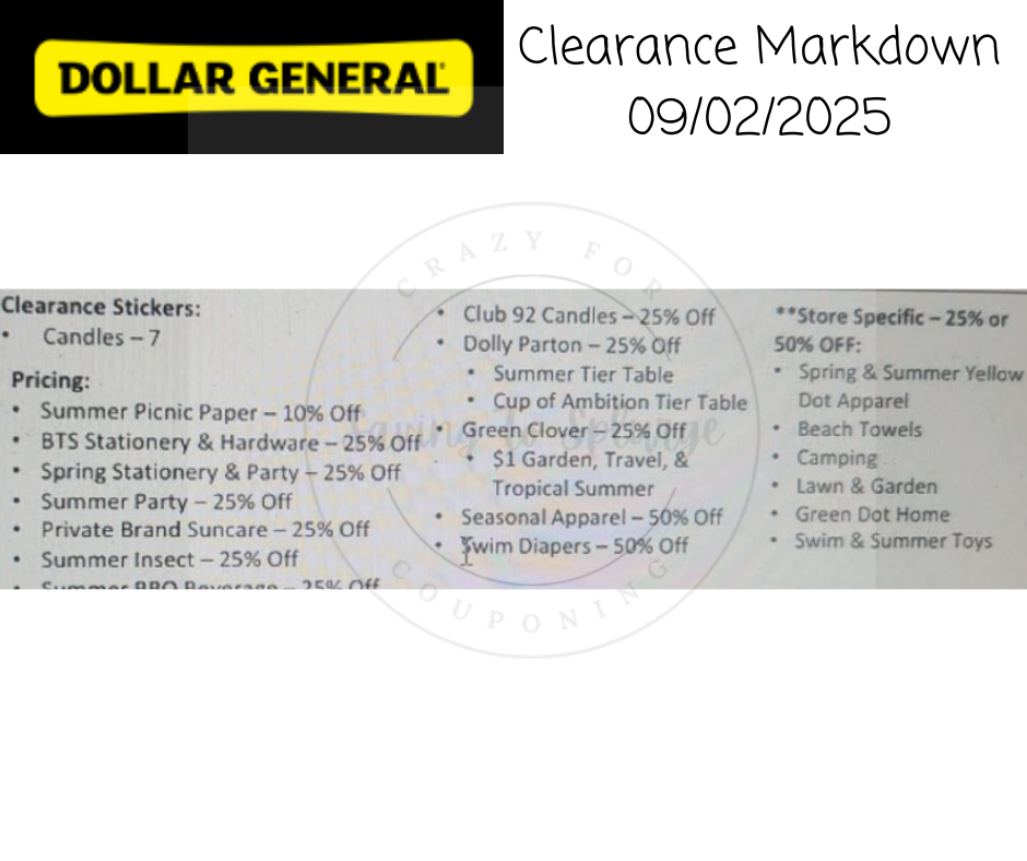 Dollar General Penny List Tuesday, September 02, 2025 (09/02/2025)