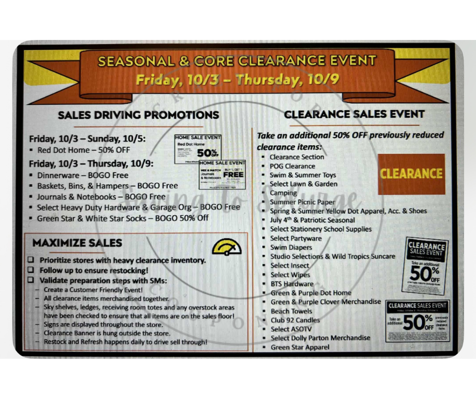 Dollar General Clearance Event 10/03-10/09