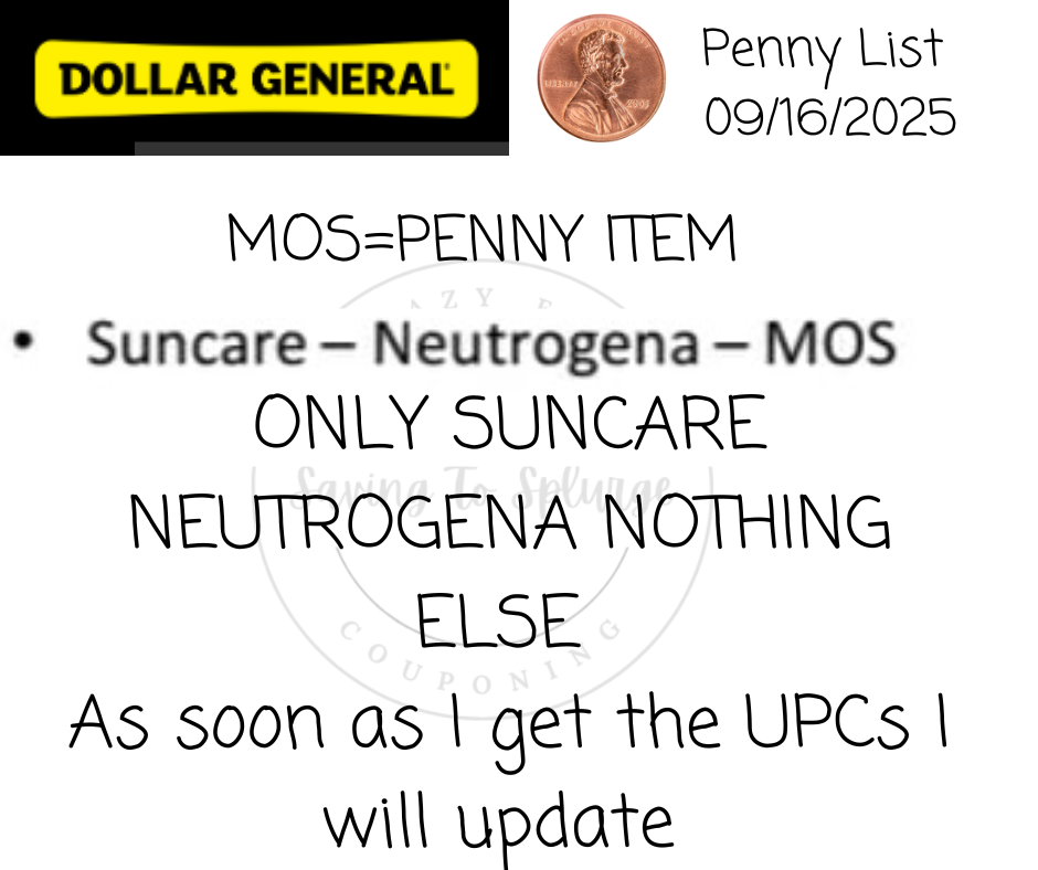 Dollar General Penny List Tuesday, September 16, 2025 (09/16/2025)