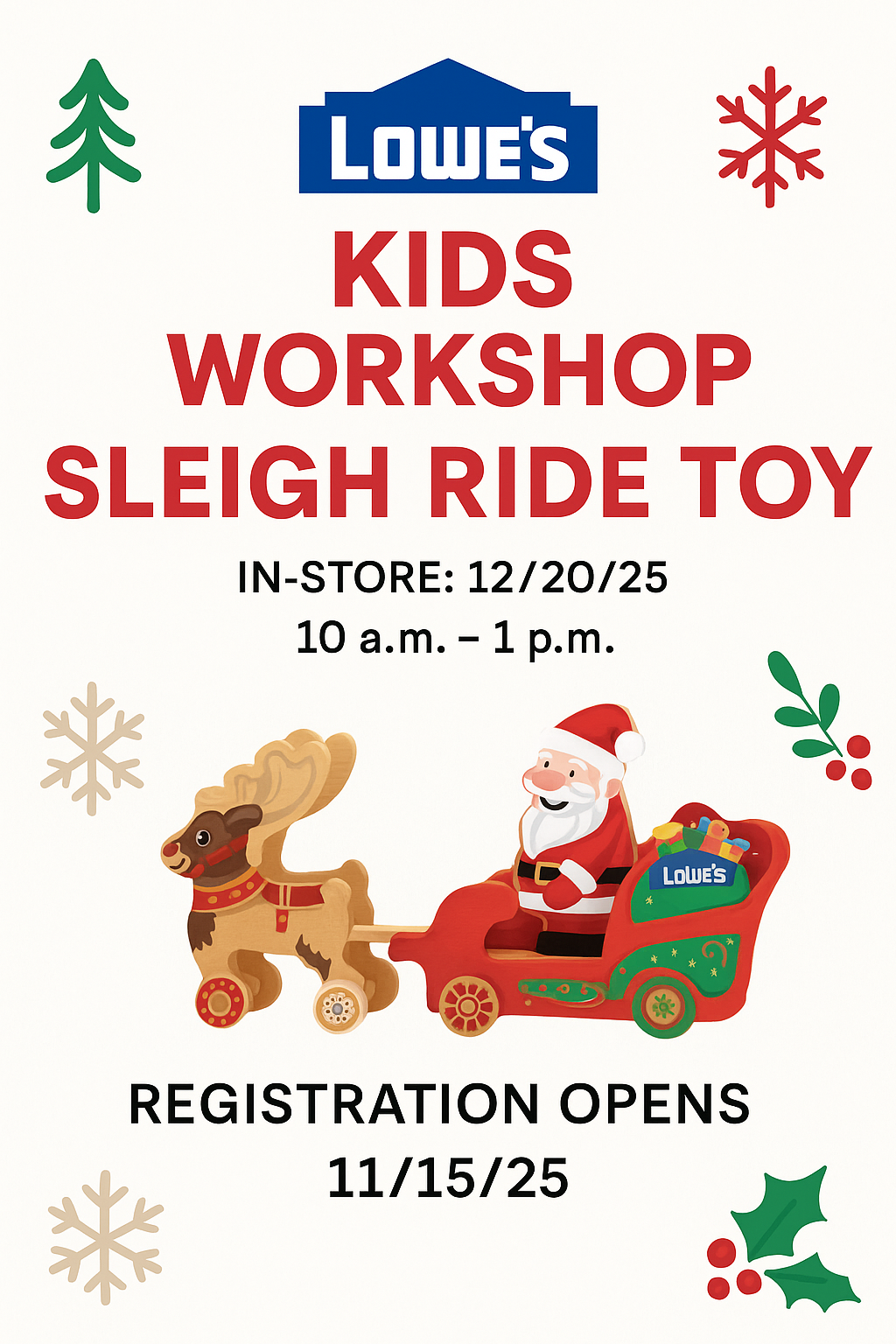 Lowes Kids DIY Santa Sleigh