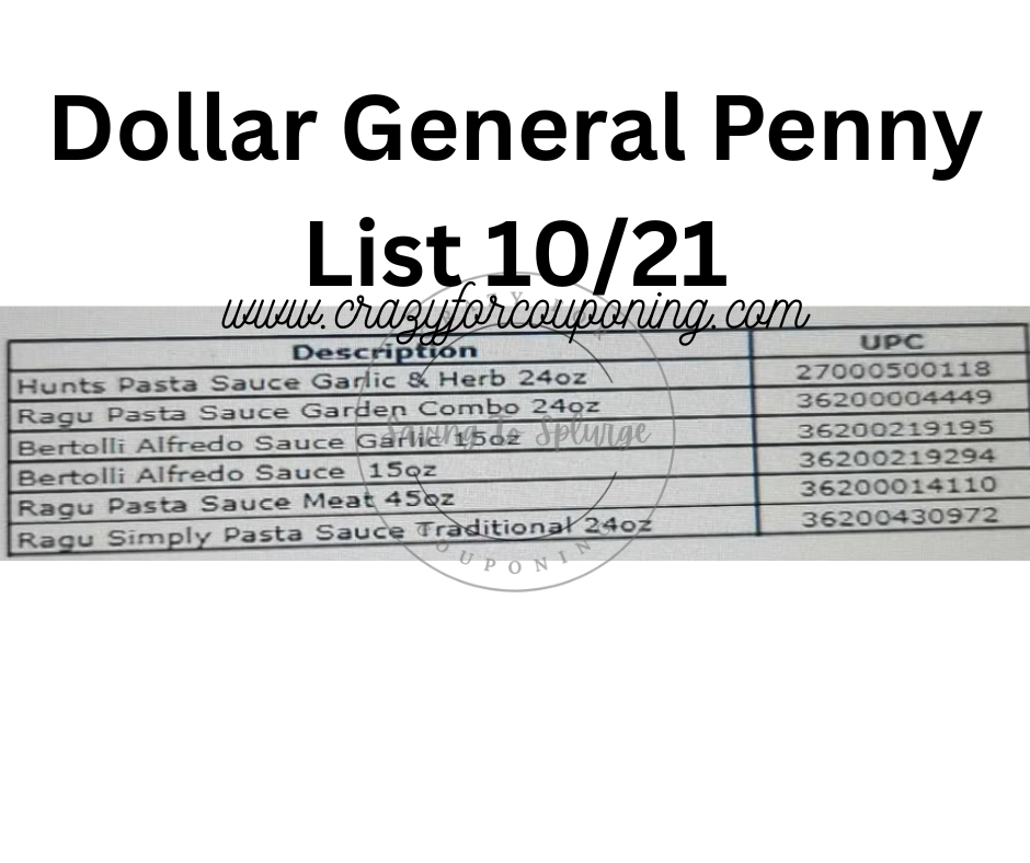 Dollar General Penny List 10/21/2025