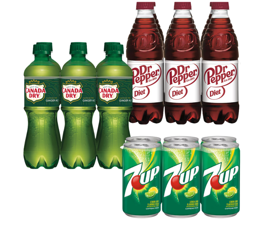 Canada Dry, 7UP, or Dr Pepper 6-Pack Bottles or Mini Cans