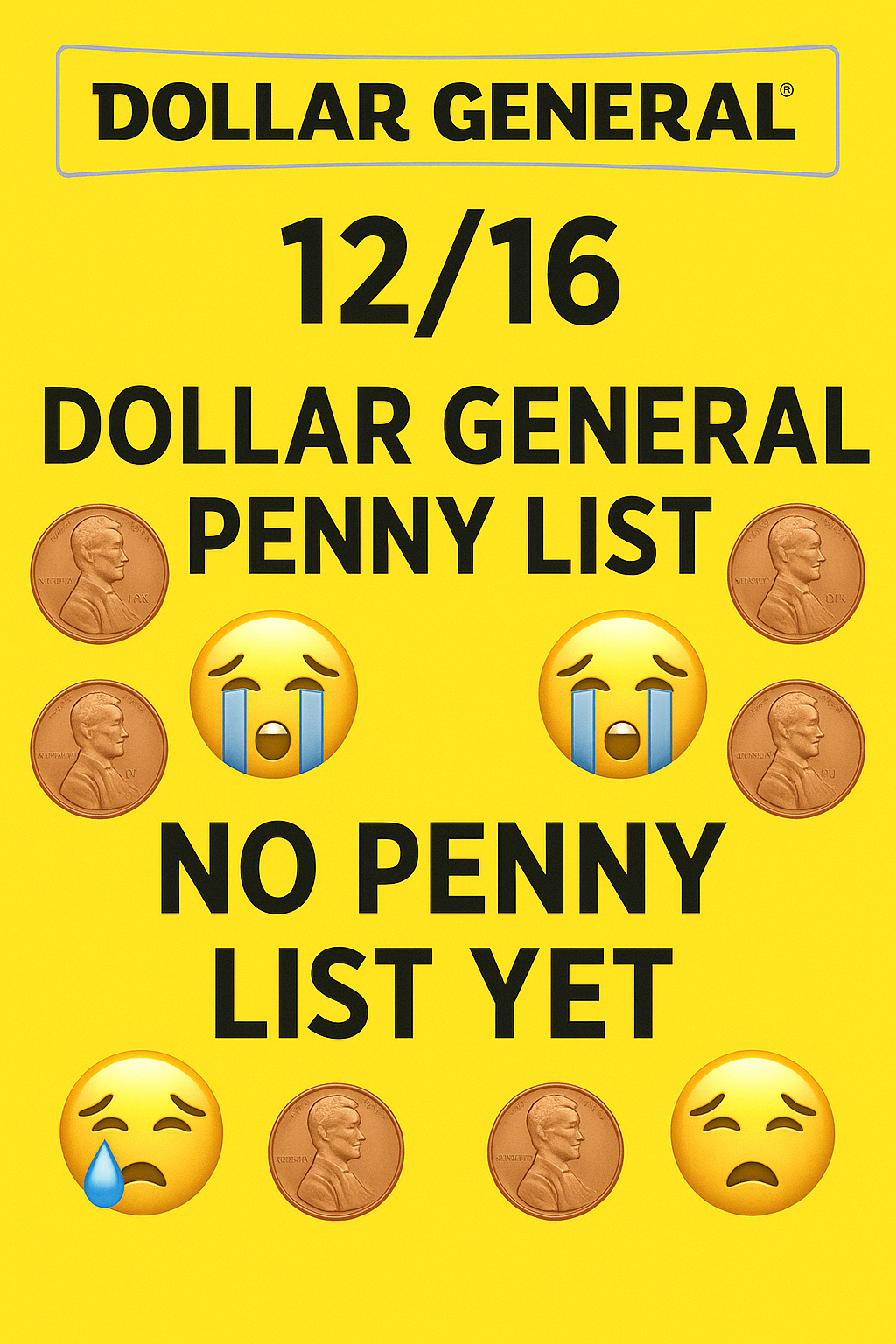 Dollar General Penny List 12/16 No Penny List Yet