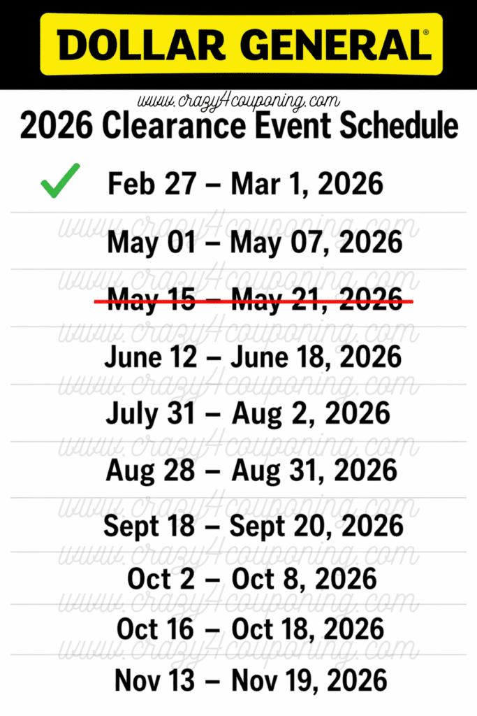 Dollar General 2026 Clearance Event 
